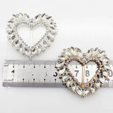 2pcs Heart Shaped Alloy Shoe Buckle Rhinestone Slide Decorative Metal Accessorie