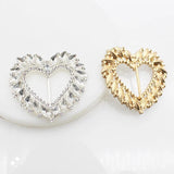 2pcs Heart Shaped Alloy Shoe Buckle Rhinestone Slide Decorative Metal Accessorie