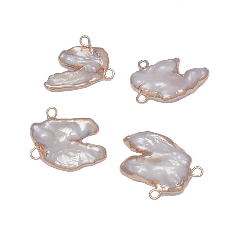 2pcs Freshwater Baroque Pearl Pendants Charms DIY Jewelry Making 19x22mm