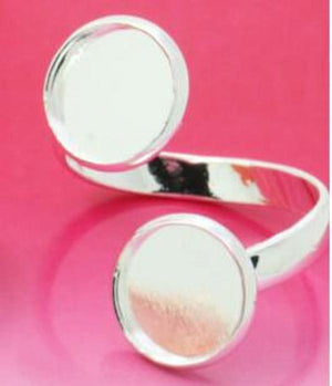 6pcs Adjustable Two Ring Blank Bezel Setting Tray Cabochons