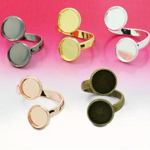 6pcs Adjustable Two Ring Blank Bezel Setting Tray Cabochons