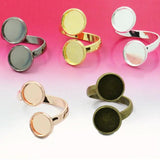 6pcs Adjustable Two Ring Blank Bezel Setting Tray Cabochons