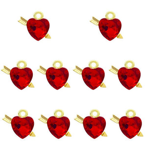 10Pcs Heart Crystal Charms Silver Pendant For DIY Jewelry Making Earring