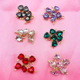 10Pcs Heart Crystal Charms Silver Pendant For DIY Jewelry Making Earring