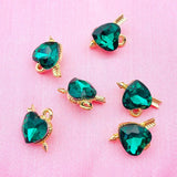 10Pcs Heart Crystal Charms Silver Pendant For DIY Jewelry Making Earring