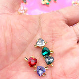 10Pcs Heart Crystal Charms Silver Pendant For DIY Jewelry Making Earring