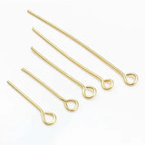50 PCS Stainless Steel Eye Pins 2.1mm Hole DIY Jewelry Making