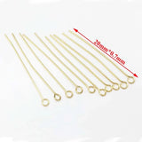 50 PCS Stainless Steel Eye Pins 2.1mm Hole DIY Jewelry Making