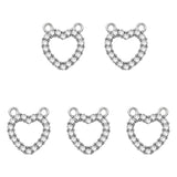 5Pcs Hollow Love Heart Rhinestone Charms for DIY Earrings