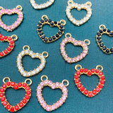 5Pcs Hollow Love Heart Rhinestone Charms for DIY Earrings