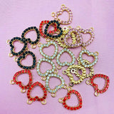 5Pcs Hollow Love Heart Rhinestone Charms for DIY Earrings