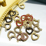 5Pcs Hollow Love Heart Rhinestone Charms for DIY Earrings