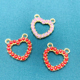5Pcs Hollow Love Heart Rhinestone Charms for DIY Earrings