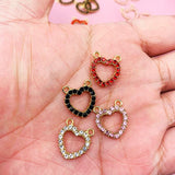 5Pcs Hollow Love Heart Rhinestone Charms for DIY Earrings