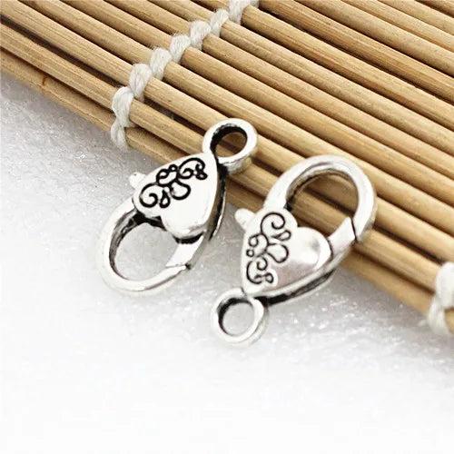 20pcs Flower Carved Heart Lobster Clasp Hooks DIY Accessory