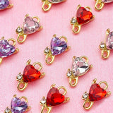 10Pcs Mini Crystal Heart Love Charms Pendant 13*8mm DIY Jewelry Making