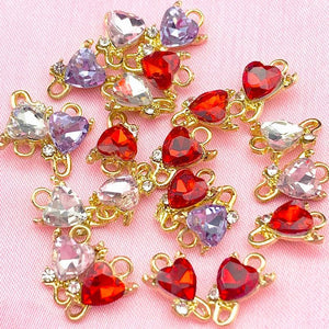 10Pcs Mini Crystal Heart Love Charms Pendant 13*8mm DIY Jewelry Making