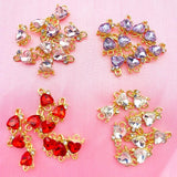 10Pcs Mini Crystal Heart Love Charms Pendant 13*8mm DIY Jewelry Making