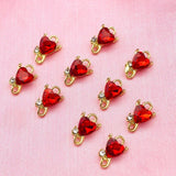 10Pcs Mini Crystal Heart Love Charms Pendant 13*8mm DIY Jewelry Making