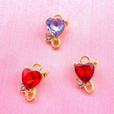 10Pcs Mini Crystal Heart Love Charms Pendant 13*8mm DIY Jewelry Making