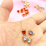 10Pcs Mini Crystal Heart Love Charms Pendant 13*8mm DIY Jewelry Making