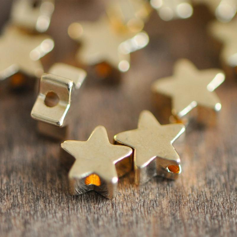 10pcs Plated Brass Star Beads 5/6/8mm