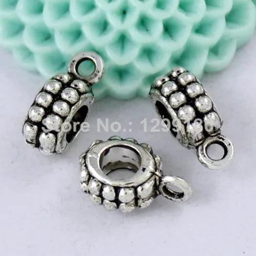 50pcs Zinc Alloy Charm Pendant Bails Cord End For DIY Jewelry 5x13mm