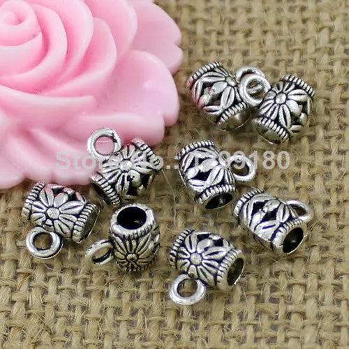 50pcs Silver Tone Charm Pendant Bails for DIY Jewelry Making