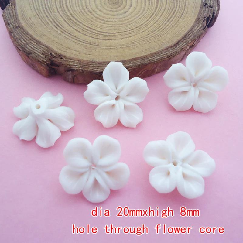 20pc Polymer Clay Flowers Beads Frangipani for Hair Jewelry DIY