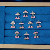 10pcs Multicolor Rhinestone Cherry Charms Alloy Plant Pendants For Necklace DIY
