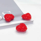 Red Heart Pendant Necklace Charms DIY 2pcs