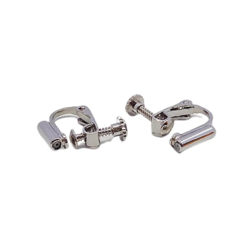Silver Plated Ear Clip No Hole Adjustable Earring Base 6pcs