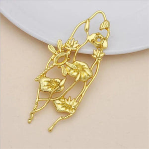 10pcs DIY Jewelry Accessories 30*69mm Alloy Ancient Retro Flower Charms