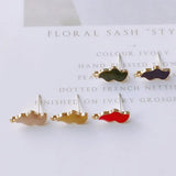 Enamel Wave Alloy Stud Earring Finding Components DIY Jewelry Accessories 6pcs