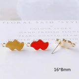 Enamel Wave Alloy Stud Earring Finding Components DIY Jewelry Accessories 6pcs