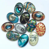 Mixed Pattern Oval Glass Cabochons for Jewelry TP-416