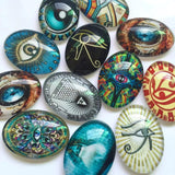 Mixed Pattern Oval Glass Cabochons for Jewelry TP-416