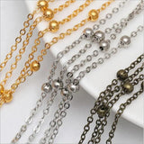 5m/lot 1.5mm Metal Copper Silver Ball Beads Chain for Jewelry Making