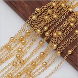 5m/lot 1.5mm Metal Copper Silver Ball Beads Chain for Jewelry Making