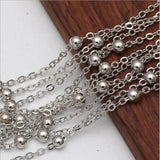 5m/lot 1.5mm Metal Copper Silver Ball Beads Chain for Jewelry Making