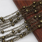 5m/lot 1.5mm Metal Copper Silver Ball Beads Chain for Jewelry Making