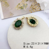 2Pcs CZ Charms Oval Shape DIY Jewelry Findings
