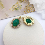 2Pcs CZ Charms Oval Shape DIY Jewelry Findings