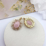 2Pcs CZ Charms Oval Shape DIY Jewelry Findings