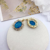 2Pcs CZ Charms Oval Shape DIY Jewelry Findings