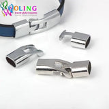 OlingArt 35*12mm 3Pcs/lot Leather clasps silver-color DIY Fit 10MM leather cord