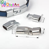 OlingArt 35*12mm 3Pcs/lot Leather clasps silver-color DIY Fit 10MM leather cord