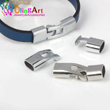 OlingArt 35*12mm 3Pcs/lot Leather clasps silver-color DIY Fit 10MM leather cord