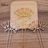 BoYuTe Brass U Shaped Hair Fork 39*73MM Alloy Flower Bridal Jewelry