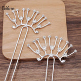 BoYuTe Brass U Shaped Hair Fork 39*73MM Alloy Flower Bridal Jewelry